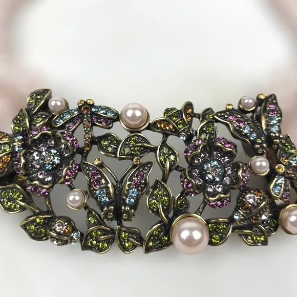 SOLD. Heidi Daus RARE Secret Garden Swarovski Crystals Simulated Pearls Necklace - Picture 6 of 12